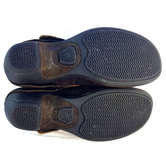 Merrell Luxe Brown Suede Leather Ankle Booties | Double Button Slip-On | Size 9 - Picture 7 of 12